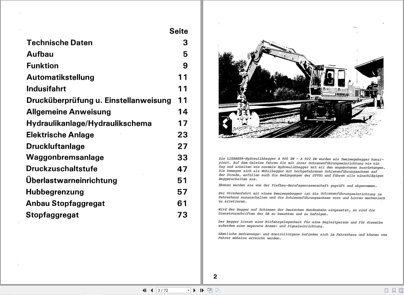 Liebherr Excavator A902ZW Service Manual DE 1