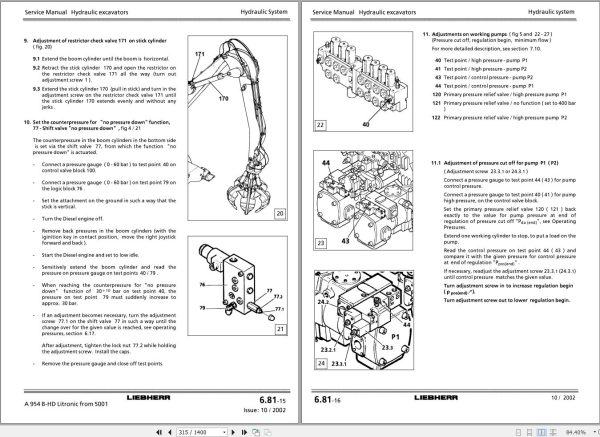 Liebherr Excavator A934 to A954 B HD Litronic Service Manual 8717009 2