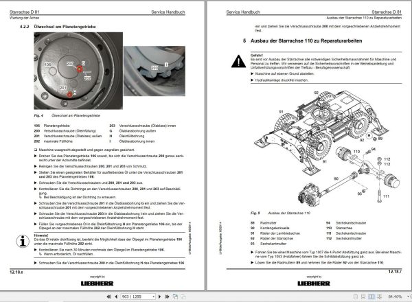 Liebherr Excavator A934C R934C Litronic Service Manual 11697233 DE 3