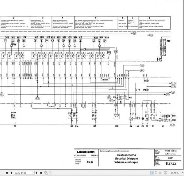 Liebherr Excavator R900 to R942 Litronic Service Manual 8502675 3