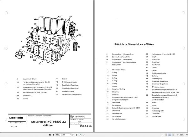 Liebherr Excavator R900 to R942 Service Manual 8716752 DE 2
