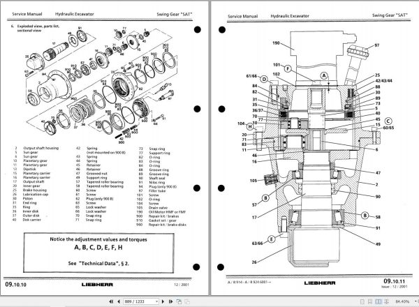 Liebherr Excavator R900B to R944B Litronic Service Manual 8504335 3