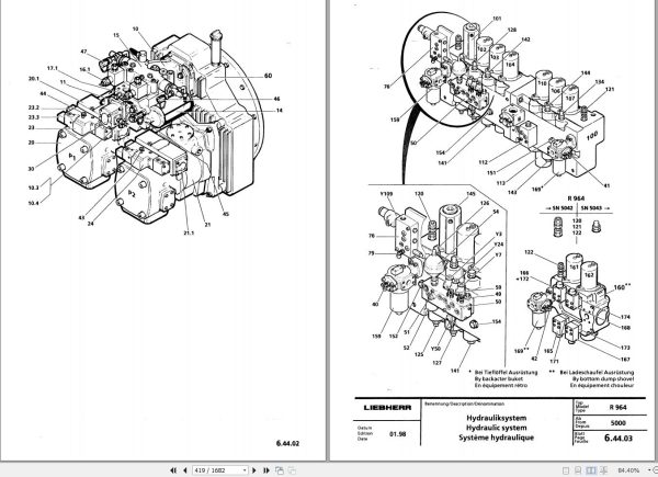 Liebherr Excavator R954 to R974B Litronic Service Manual 8503312 2