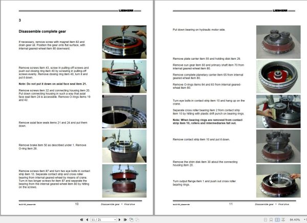 Liebherr Final Drive Travel Gear FAT400 FAT550 Repair Instructions Manual 2