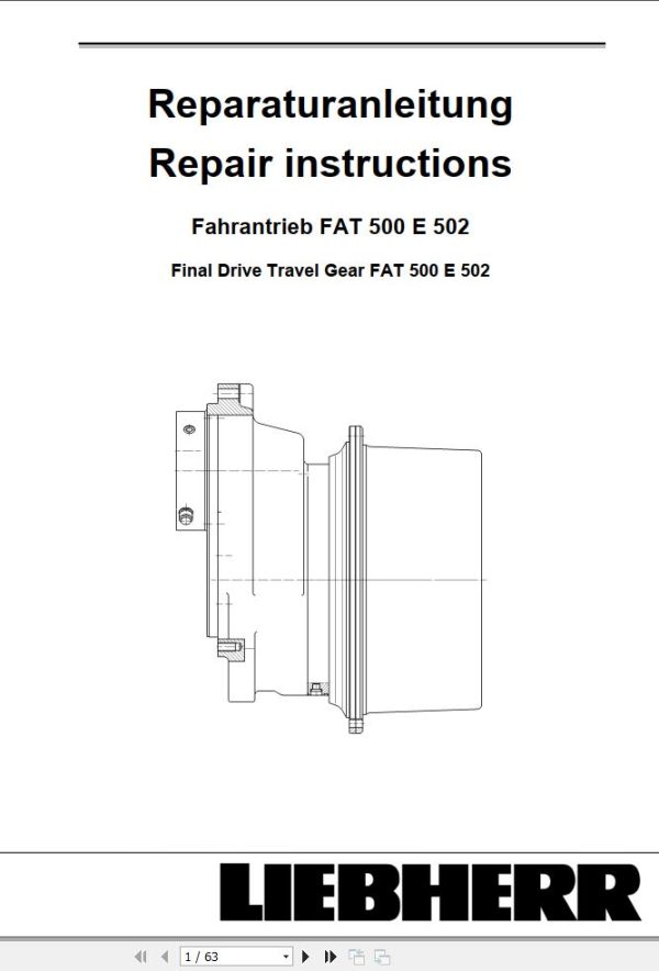 Liebherr Final Drive Travel Gear FAT500E502 Repair Instructions Manual EN DE 1