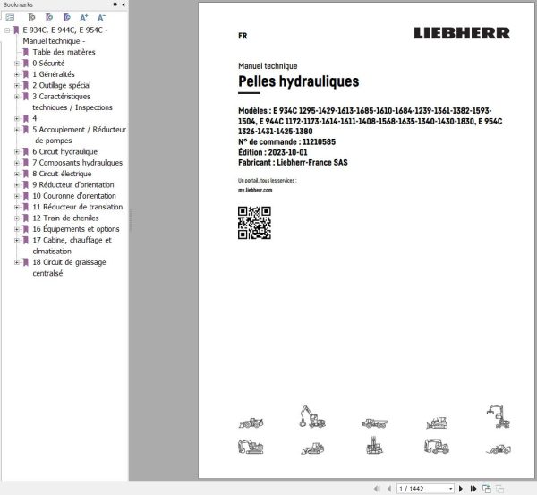 Liebherr Hydraulic Excavator E934C E944C E954C Technical Manual FR 1