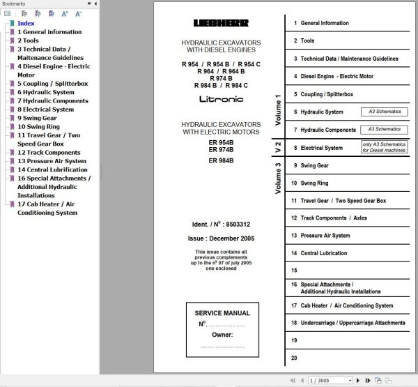 Liebherr Hydraulic Excavator R954 R984C Service Manual 1