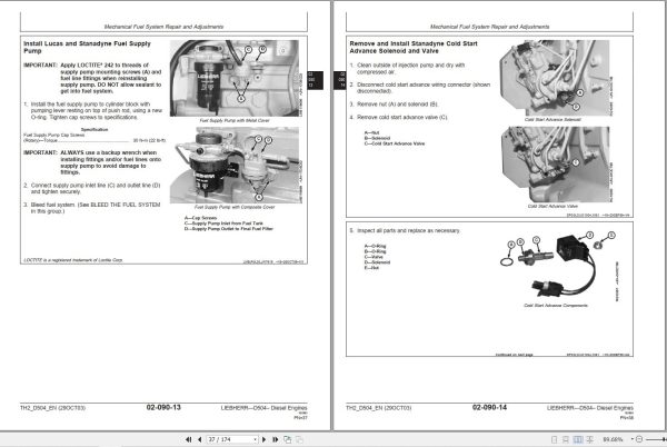 Liebherr Mechanical Fuel Systems TH2 D504 Workshop Manual 10035864 2