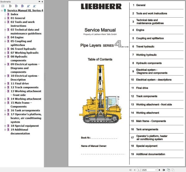 Liebherr Pipe Layers RL44 RL54 RL64 Service Manual 1