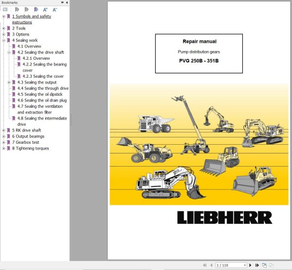 Liebherr Pump Distribution Gears PVG 250B 351B Repair Manual 12494744 1