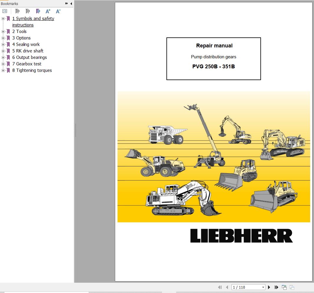 Liebherr Pump Gears PVG250B to PVG351B Repair Manual 12494744 1