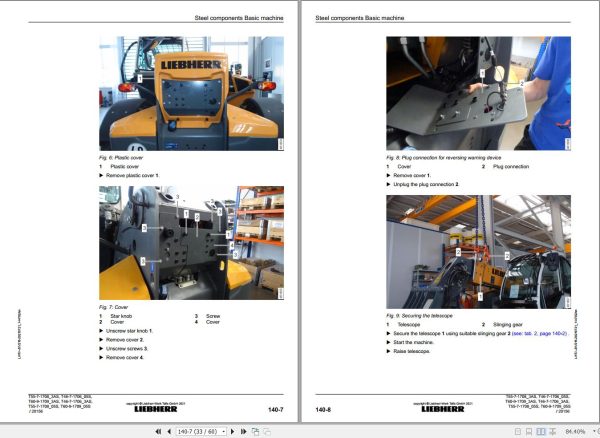 Liebherr Telescopic Handler T46 7 T55 7 T60 7 Removal And Installation Instructions 2