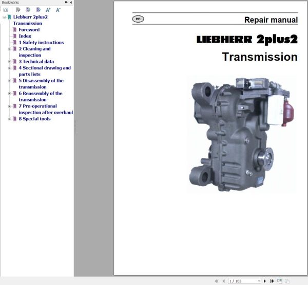 Liebherr Transmission 2plus2 Repair Manual 10011107 1