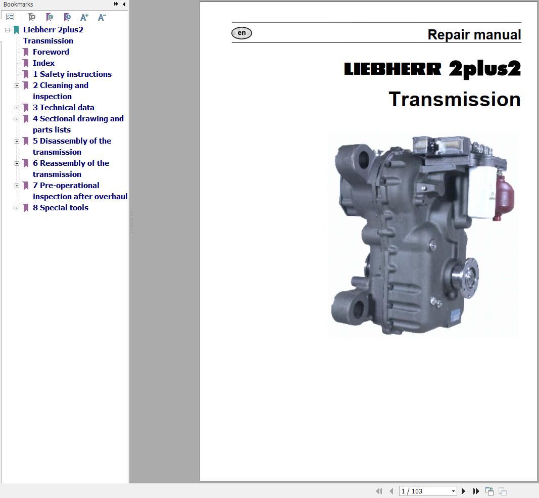 Liebherr Transmission 2plus2 Repair Manual 10011107 1