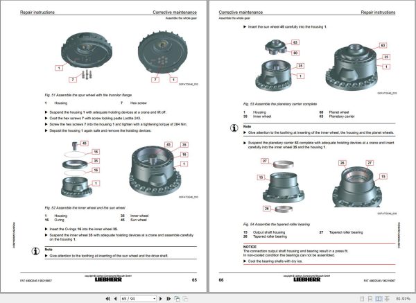 Liebherr Travel Drive FAT400G546 Repair Instructions Manual 90216067 2022 2