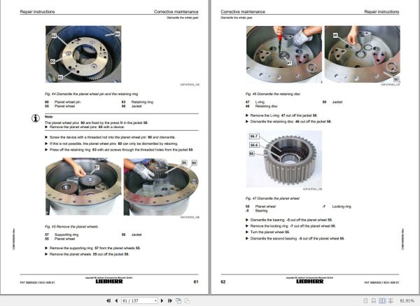 Liebherr Travel Drive FAT500E503 Repair Instructions Manual 933160901 2
