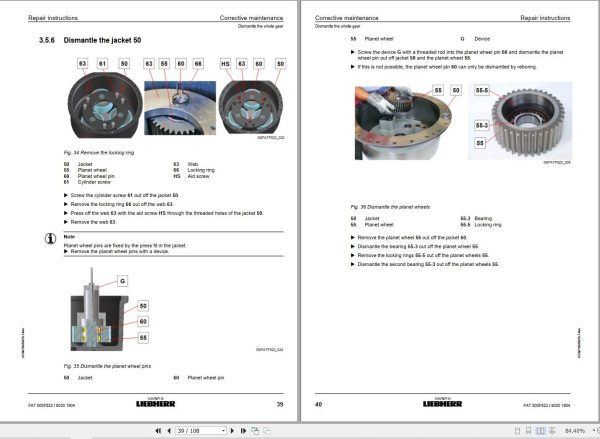 Liebherr Travel Drive FAT500F522 Repair Instructions Manual 90201904 2