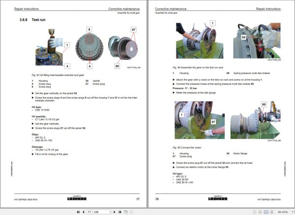 Liebherr Travel Drive FAT500F529 Repair Instructions Manual 90005704 2