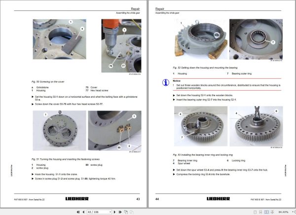 Liebherr Travel Drive FAT600E507 Repair Instructions Manual 969012301 2