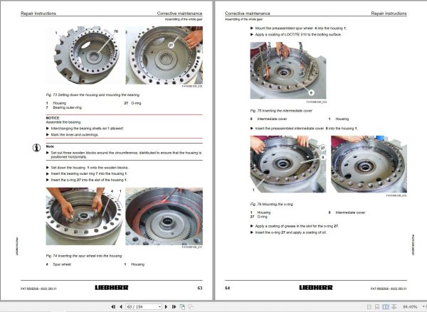 Liebherr Travel Drive FAT650E508 Repair Instructions Manual 933326301 2