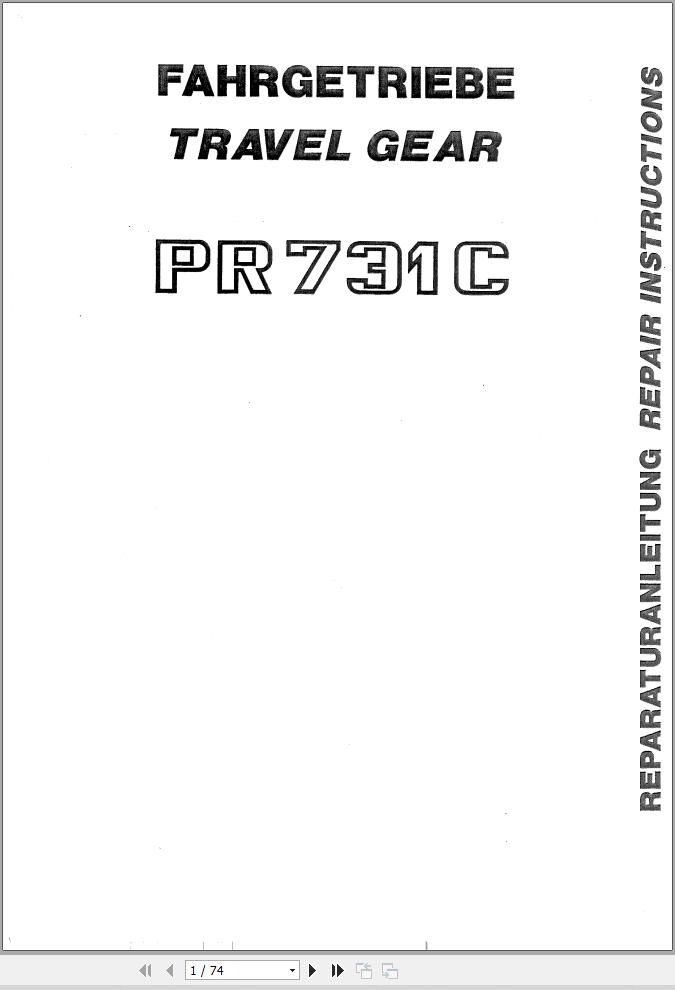 Liebherr Travel Gear PR731C Repair Instructions Manual 9780930 EN DE 1