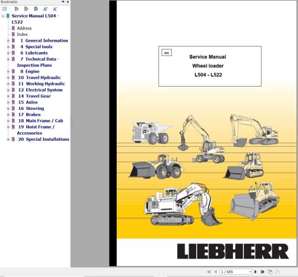 Liebherr Wheel Loader L504 To L522 Service Manual 8450302 1