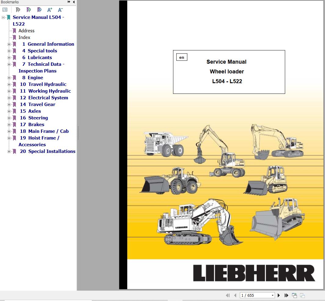 Liebherr Wheel Loader L504 To L522 Service Manual 8450302 1