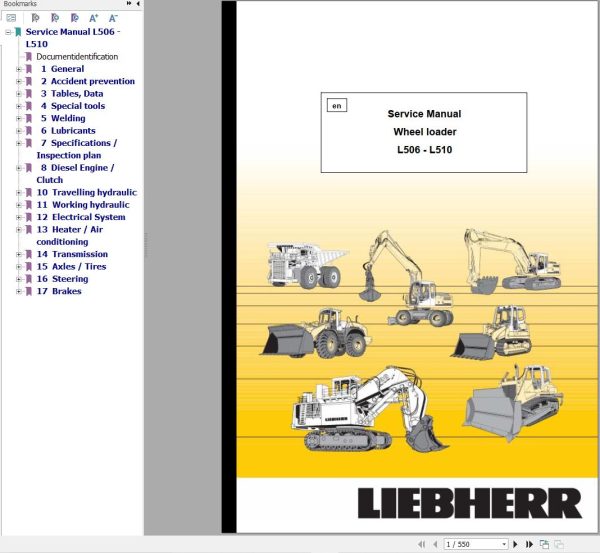Liebherr Wheel Loader L506 L508 L510 Service Manual 8145017 1