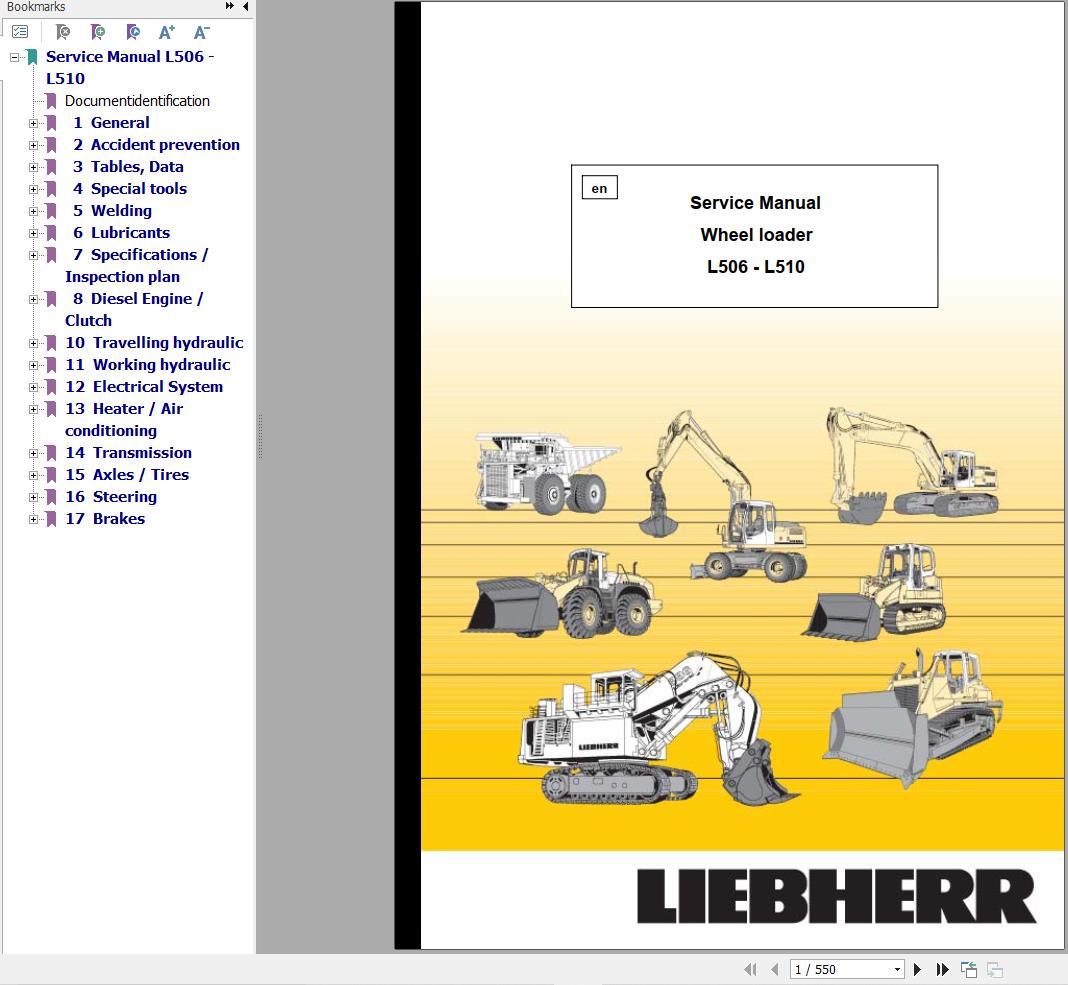 Liebherr Wheel Loader L506 L508 L510 Service Manual 8145017 1