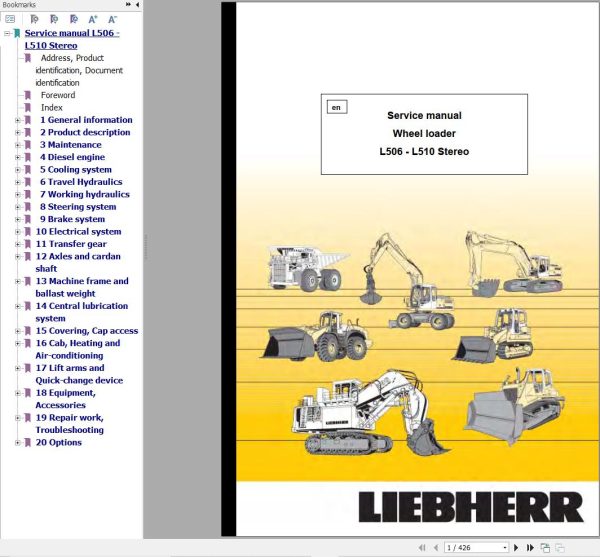 Liebherr Wheel Loader L506 To L510 Stereo Service Manual 10112640 1