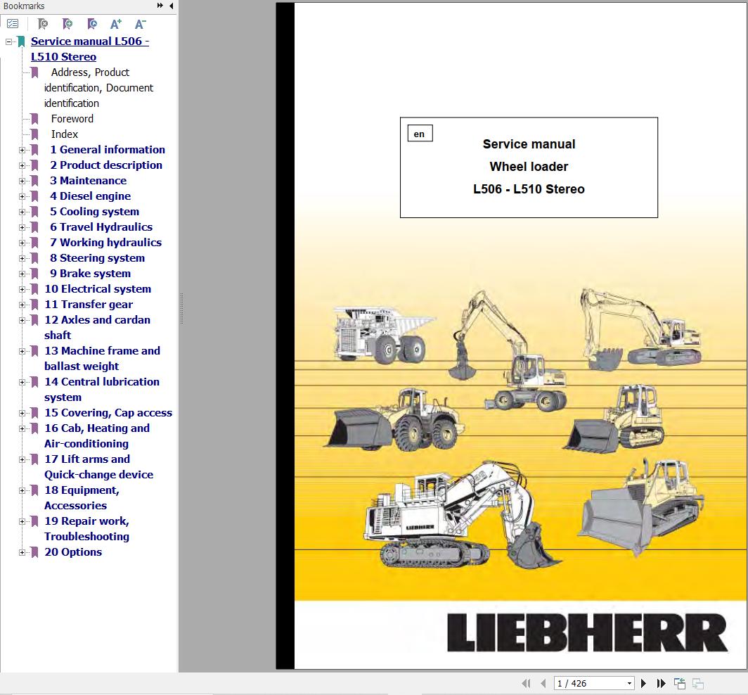 Liebherr Wheel Loader L506 To L510 Stereo Service Manual 10112640 1