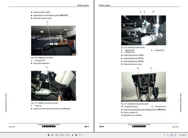 Liebherr Wheel Loader L507 1579 Removal And Installation Instructions 12241260 2