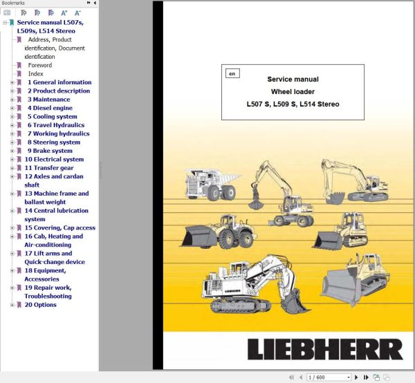 Liebherr Wheel Loader L507S L509S L514 Stereo Service Manual 10288197 1