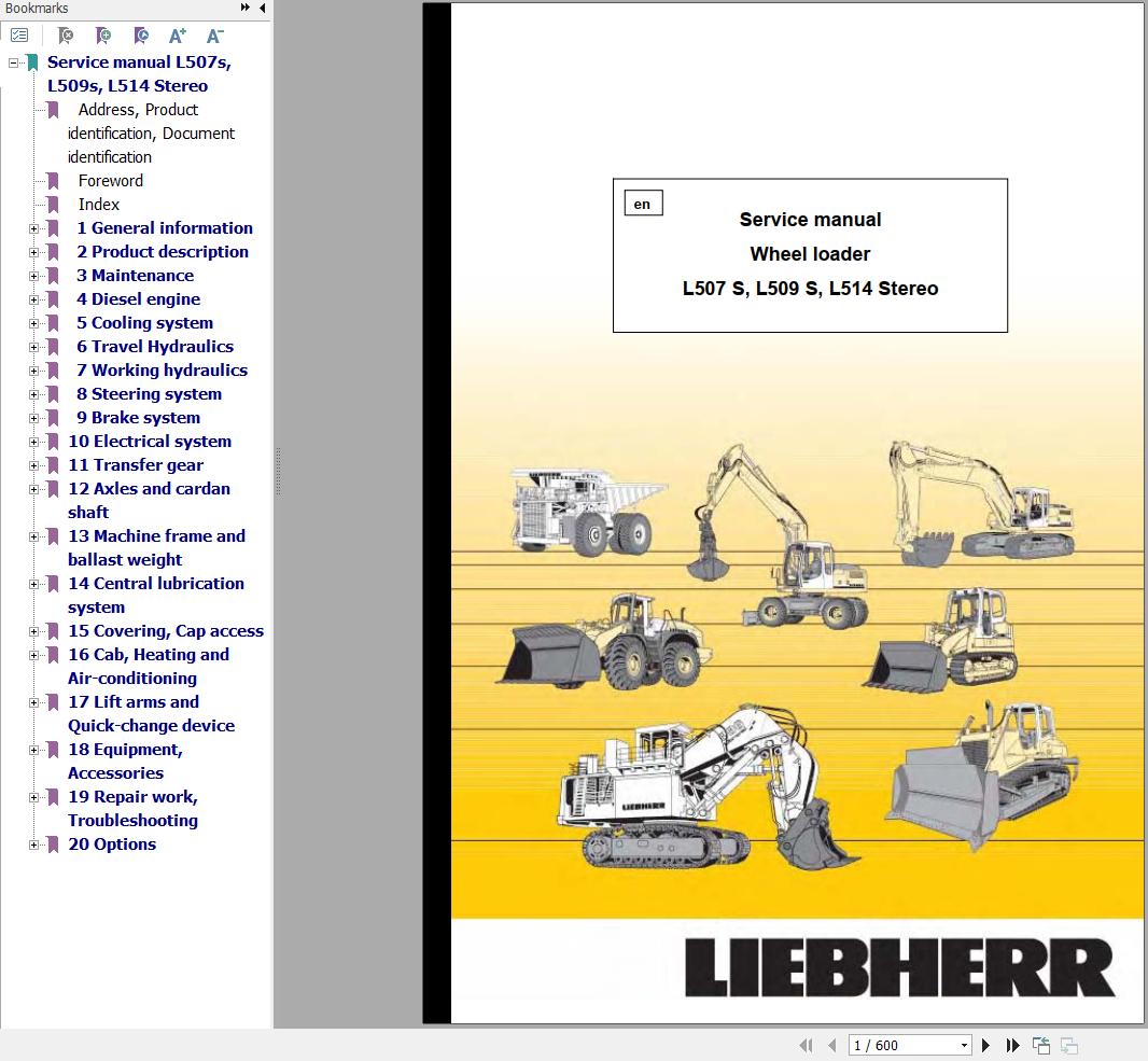 Liebherr Wheel Loader L507S L509S L514 Stereo Service Manual 10288197 1