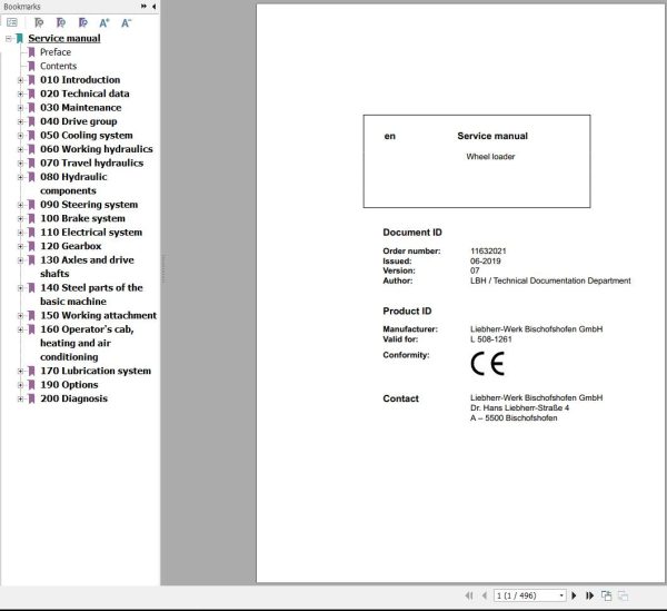 Liebherr Wheel Loader L508 1261 Service Manual 11632021 1