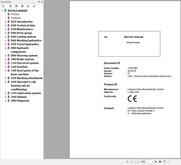 Liebherr Wheel Loader L509 1263 Service Manual 11827681 1