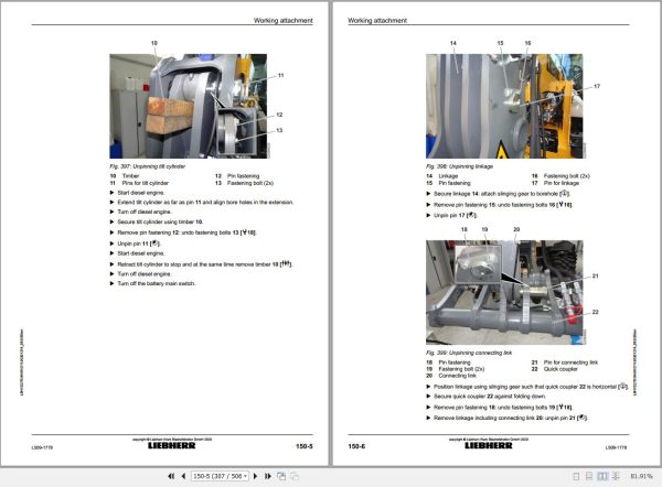 Liebherr Wheel Loader L509 1778 Removal And Installation Instructions 12270384 2