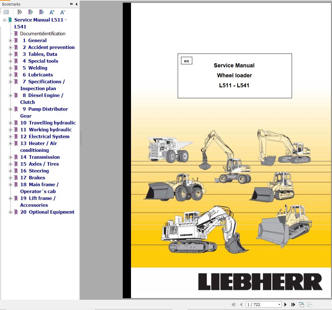 Liebherr Wheel Loader L511 L521 L531 L541 Service Manual 8719106 1
