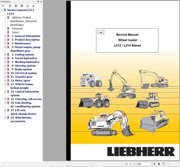 Liebherr Wheel Loader L521 L541 Stereo Service Manual 8450816 1