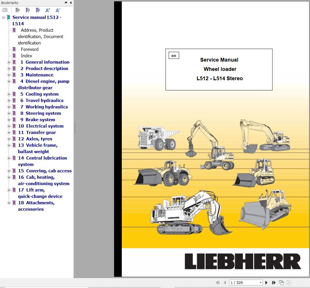 Liebherr Wheel Loader L521 L541 Stereo Service Manual 8450816 1