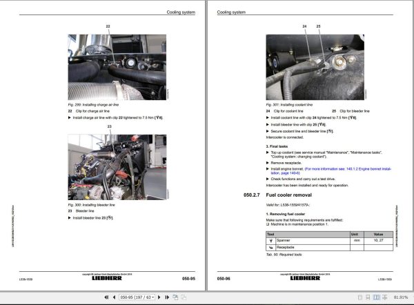 Liebherr Wheel Loader L538 1559 Removal And Installation Instructions 12226838 2