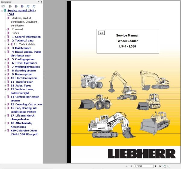 Liebherr Wheel Loader L544 To L580 Service Manual 8450616 1
