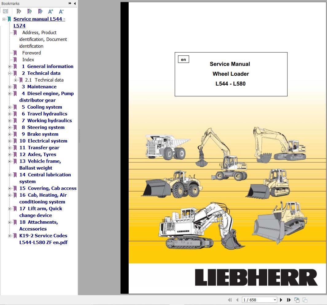 Liebherr Wheel Loader L544 To L580 Service Manual 8450616 1