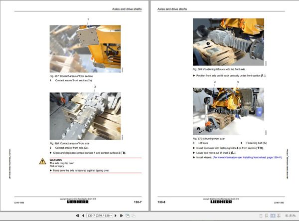 Liebherr Wheel Loader L546 1560 Removal And Installation Instructions 12226335 2