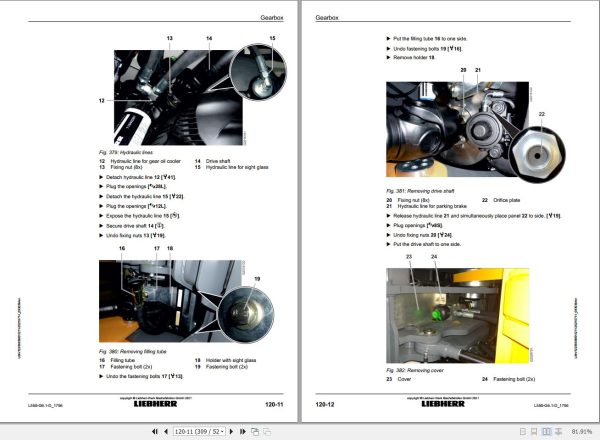 Liebherr Wheel Loader L550 G6.1 D 1756 Removal And Installation Instructions 12256659 2