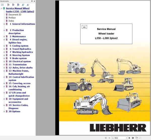Liebherr Wheel Loader L550 to L580 2plus2 Service Manual 10353357 1