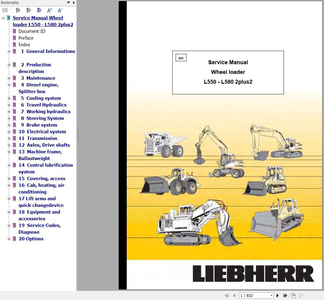 Liebherr Wheel Loader L550 to L580 2plus2 Service Manual 10353357 1