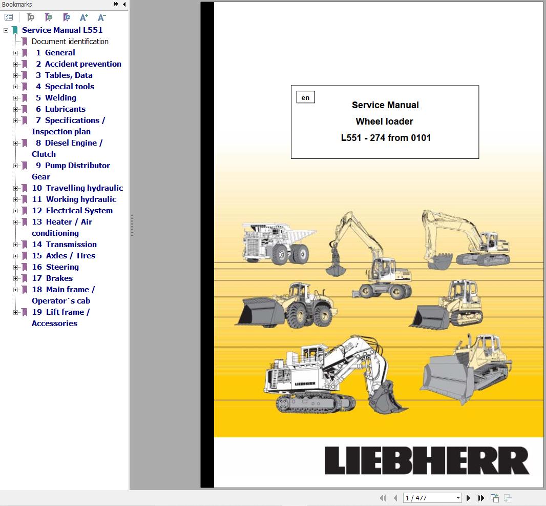 Liebherr Wheel Loader L551 274 Service Manual 8145009 1
