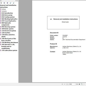 Liebherr Wheel Loader L556 1410 Removal And Installation Instructions Manual 12244367 1