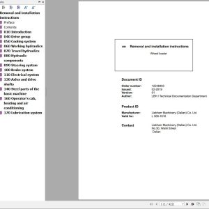 Liebherr Wheel Loader L556 1616 Removal And Installation Instructions Manual 12248493 1
